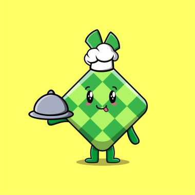 Kawaii ketupat çizgi film karakterini karikatür yüz vektör çizimlerinin farklı ifadeleriyle ayarla