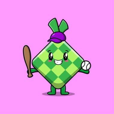 Kawaii ketupat çizgi film karakterini karikatür yüz vektör çizimlerinin farklı ifadeleriyle ayarla