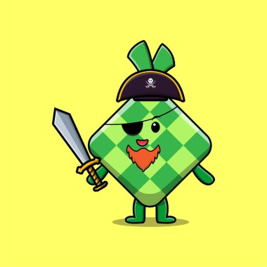 Kawaii ketupat çizgi film karakterini karikatür yüz vektör çizimlerinin farklı ifadeleriyle ayarla