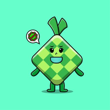 Kawaii ketupat çizgi film karakterini karikatür yüz vektör çizimlerinin farklı ifadeleriyle ayarla