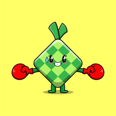 Kawaii ketupat çizgi film karakterini karikatür yüz vektör çizimlerinin farklı ifadeleriyle ayarla