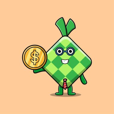 Ketupat altın sikke vektör görüntüsü taşıyan başarılı bir iş adamı