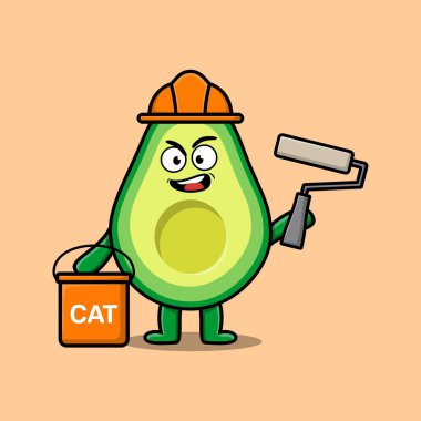 3 boyutlu modern stil tasarımı ile çizilmiş sevimli bir çizgi film avokadosu.