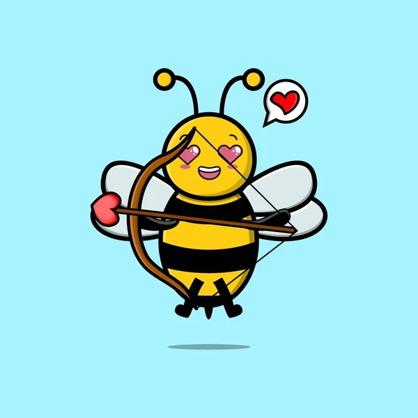 Niedliche Cartoon Maskottchen Figur Romantische Amor Biene Mit Liebespfeil Modernen — Stockvektor