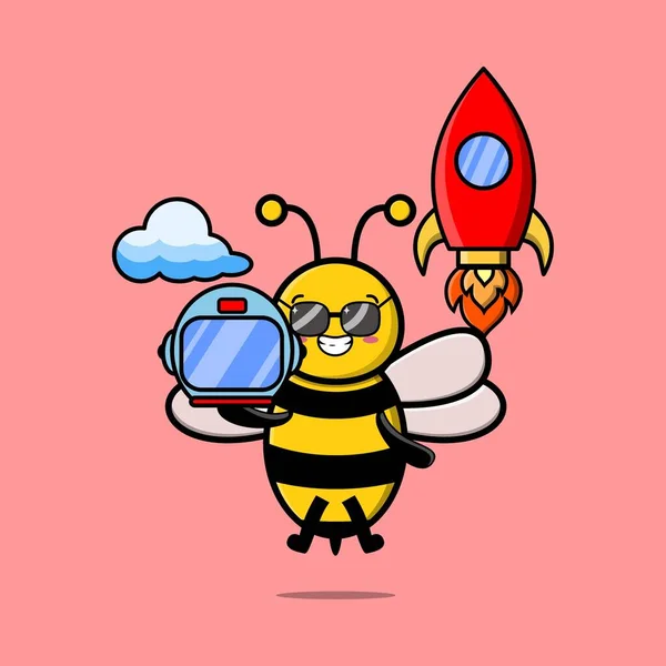 귀여운 스타일의 우주비행사 Bee — 스톡 벡터