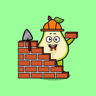 3 boyutlu modern stil tasarımında mason karakter rolünde şirin armut meyvesi.