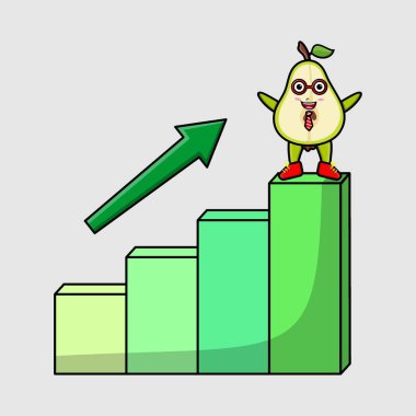 Armut meyveli sevimli iş adamı maskot karakteri deflasyon çizelgesi stili tasarımlı