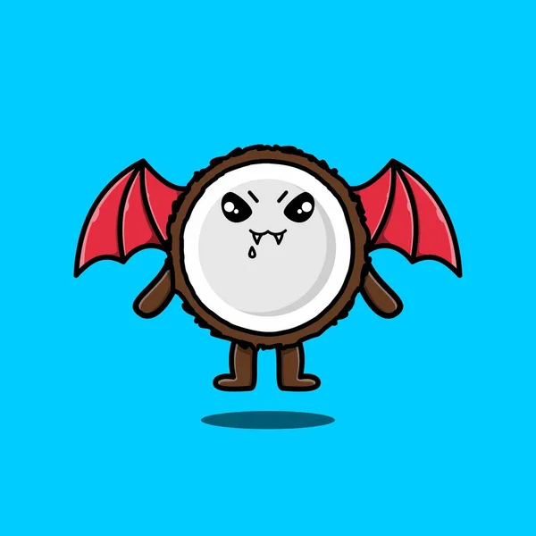 Mignon Personnage Dessin Animé Mascotte Noix Coco Comme Dracula Avec — Image vectorielle