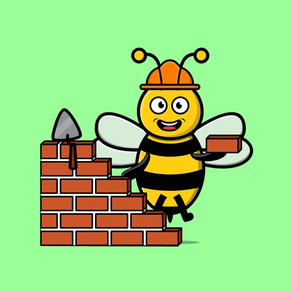 Мила Мультяшна Бджола Персонаж Муляжу Сучасному Стилі Дизайну — стоковий вектор