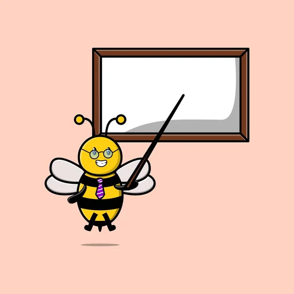 Симпатичный Мультяшный Учитель Пчелиного Персонажа Мультфильме — стоковый вектор