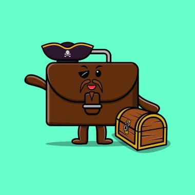 Kawaii bavul çizgi film karakterini farklı çizgi film yüz çizimleri ile ayarla