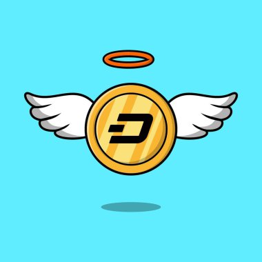 Kanatlı altın çizgi paralar vektör illüstrasyonu izole edilmiş arkaplan