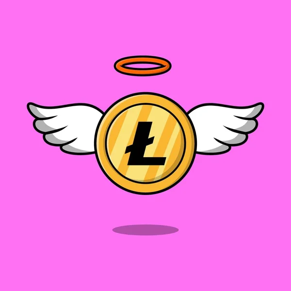 Φτερά Χρυσά Νομίσματα Litecoin Διανυσματική Απεικόνιση Απομονωμένο Φόντο — Διανυσματικό Αρχείο