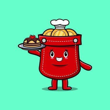 Sevimli Çizgi film Şefi Karakteri, 3 boyutlu çizgi film tarzında tatlı bir tasarım sunuyor.