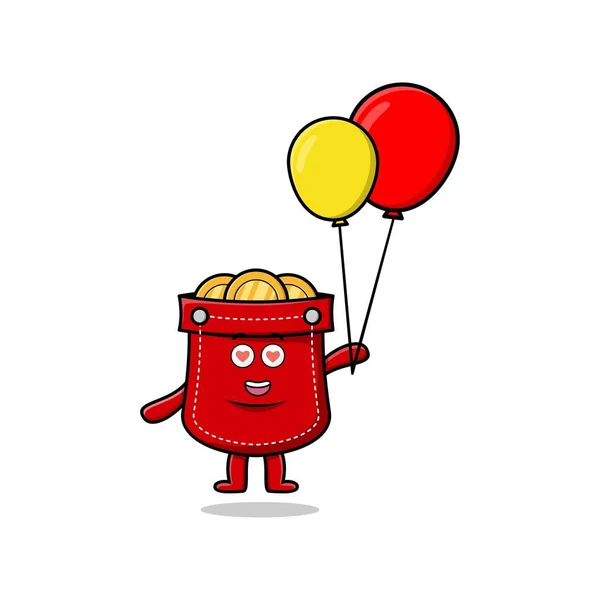Cute Cartoon Pocket Floating Balloon Cartoon Vector Illustration Concept Cartoon — Stok Vektör