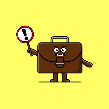 Ünlem levhası olan şirin çizgi film illüstrasyon valizi.