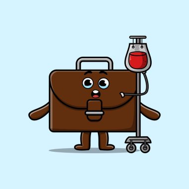 Güzel bir çizgi film çizimi, bavulda modern tarz sevimli kan nakli var.