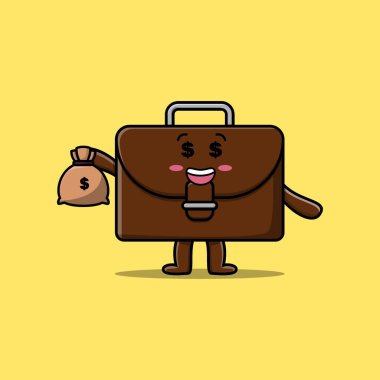 Sevimli çizgi film Modern tasarımda komik şekilli para çantalı çılgın zengin bavul