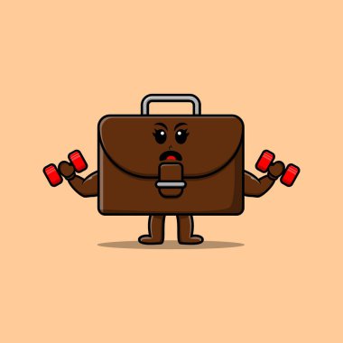 Kawaii bavul çizgi film karakterini farklı çizgi film yüz çizimleri ile ayarla