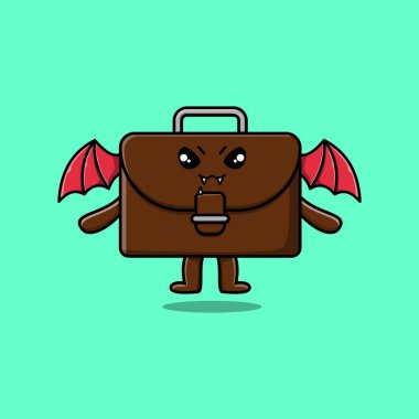 Kawaii bavul çizgi film karakterini farklı çizgi film yüz çizimleri ile ayarla