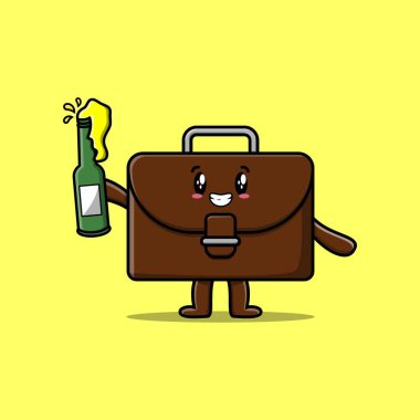 Kawaii bavul çizgi film karakterini farklı çizgi film yüz çizimleri ile ayarla