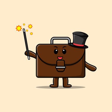 Kawaii bavul çizgi film karakterini farklı çizgi film yüz çizimleri ile ayarla