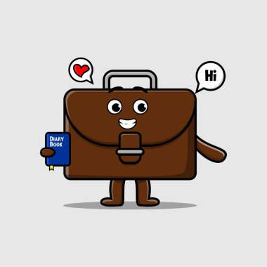 Kawaii bavul çizgi film karakterini farklı çizgi film yüz çizimleri ile ayarla