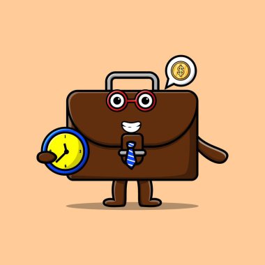 Kawaii bavul çizgi film karakterini farklı çizgi film yüz çizimleri ile ayarla