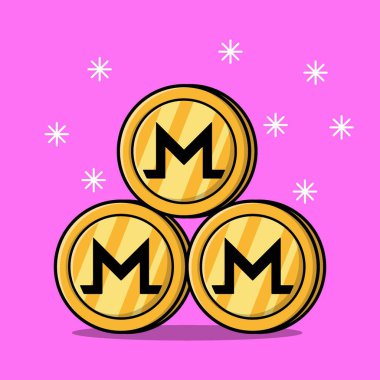 altın monero sikkeleri istifleme izole düz çizgi film illüstrasyon izole arka plan