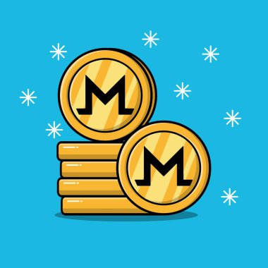 altın monero sikkeleri istifleme izole düz çizgi film illüstrasyon izole arka plan