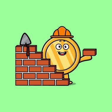 Modern stil tasarımında mutlu ifadesi olan sevimli altın sikke karakteri. 