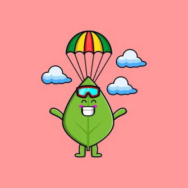 Modern tarz tasarımı ile ifade edilen sevimli yeşil yaprak karakteri 