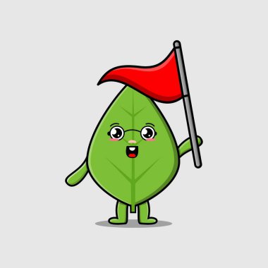 Modern tarz tasarımı ile ifade edilen sevimli yeşil yaprak karakteri 