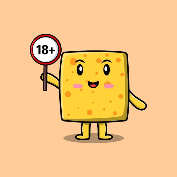 Cute Cartoon Cheese Holding Sign Board Vector Character Illustration — Image vectorielle