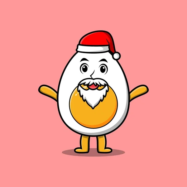 Χαριτωμένο Χαρακτήρα Μασκότ Κινουμένων Σχεδίων Βρασμένο Αυγό Santa Claus Χαρακτήρα — Διανυσματικό Αρχείο
