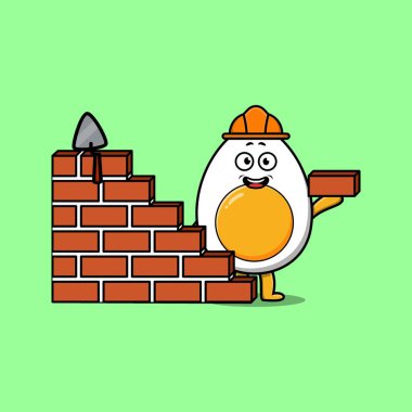 3 boyutlu modern stil tasarımında mason karakter rolünde sevimli bir çizgi film haşlanmış yumurta.