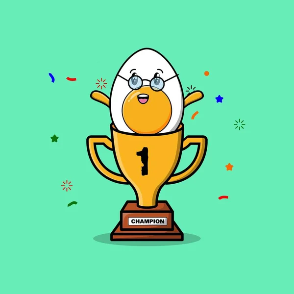 Χαριτωμένο Χαρακτήρα Βραστό Αυγό Κινουμένων Σχεδίων Στην Έννοια Στυλ Κινουμένων — Διανυσματικό Αρχείο