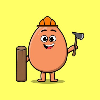 Modern tarz tasarımı ile ifade edilen sevimli kahverengi şirin yumurta karakteri. 