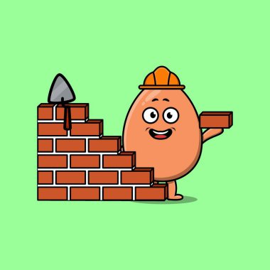 Sevimli çizgi film yumurta karakterini modern tarz tasarımı ile kaynattı. 