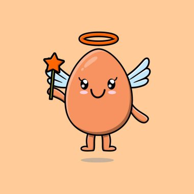 3 boyutlu karikatür tarzında sevimli kahverengi yumurta karakteri.