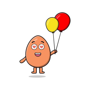 Üzerinde balon vektör çizimi olan şirin kahverengi yumurta.