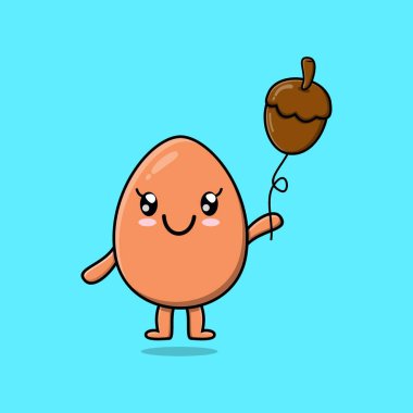 Şirin kahverengi yumurta palamut balonu vektör çizimi ile yüzüyor.