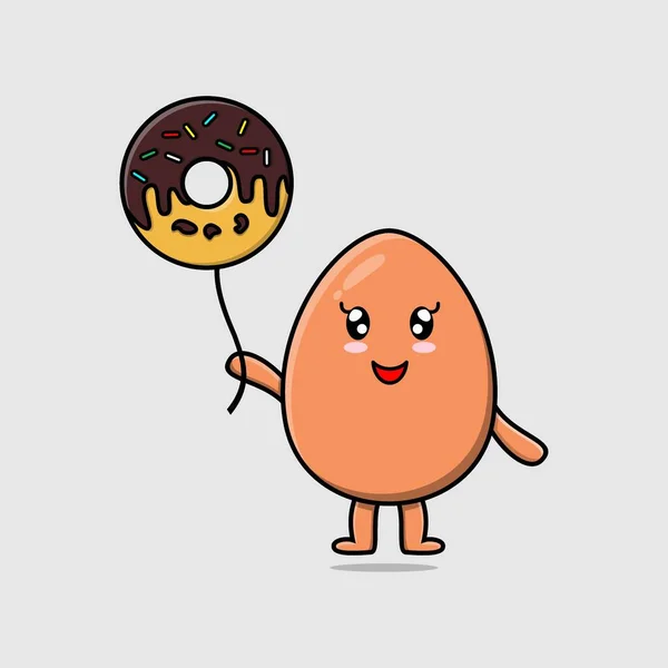 Leuke Cartoon Bruin Schattig Drijvend Met Donuts Ballon Cartoon Vector — Stockvector