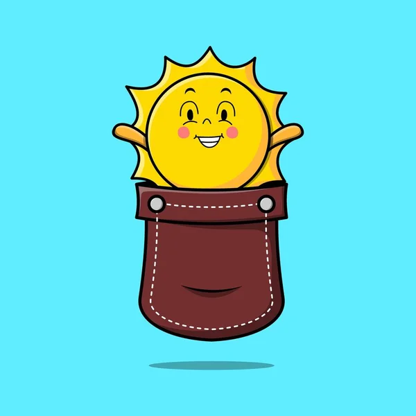 Personagem Bonito Sol Dos Desenhos Animados Com Expressão Design Estilo —  Vetores de Stock