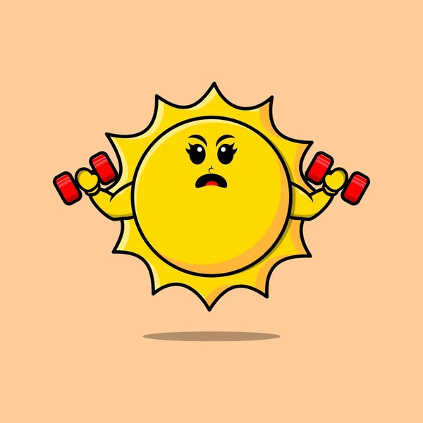 Симпатичний Мультиплікаційний Персонаж Сонця Виразом Дизайні Сучасного Стилю — стоковий вектор