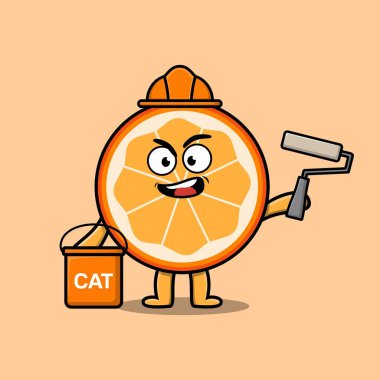 kawaii portakal renkli çizgi film karakteri. Çizgi film yüz çizimleri farklı.