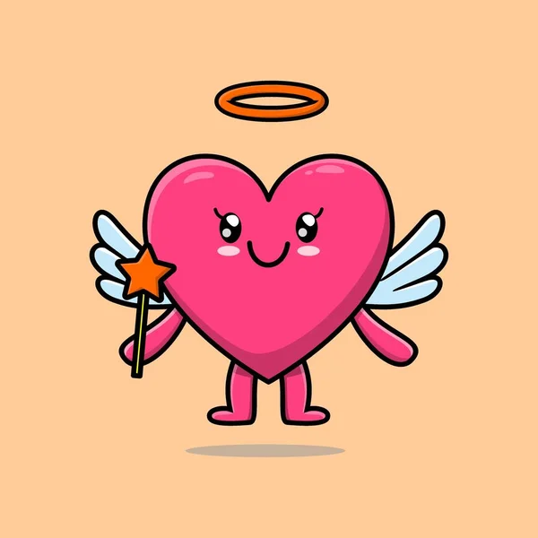 Cute Cartoon Lovely Heart Character Form Fairy Cartoon Style Concept —  Vetores de Stock