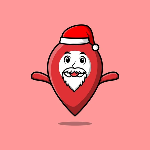 Cute Cartoon Mascot Character Pin Location Santa Claus Character Christmas — Διανυσματικό Αρχείο