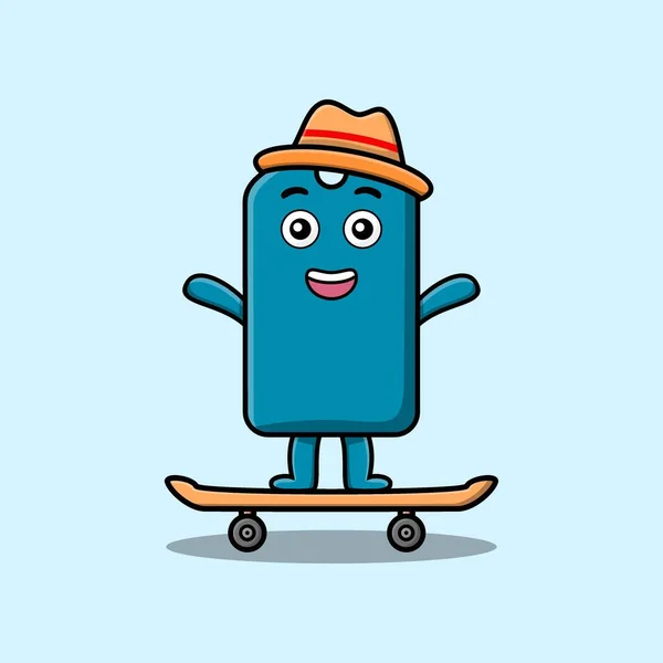 Etiqueta Preço Bonito Dos Desenhos Animados Skate Com Estilo Ilustração — Vetor de Stock