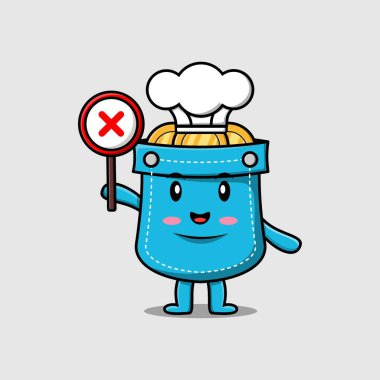 Çizgi film karakteri illüstrasyonunda cep şefi yanlış tabela tutuyor.